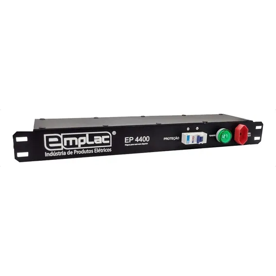 Régua Rack 19 Pol 4400w 8+1 Tomadas 20a Disjuntor e VoltÃmetro Preto 127V/220V Emplac EP4400 Foto 1