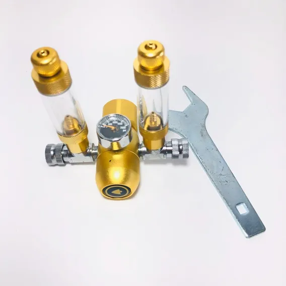 Regulador Co2 Soma 1 Manometro+ 2 Conta Bolhas Dourado Foto 1