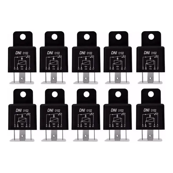 RelĂȘ Auxiliar Universal 12v 40a 4 Pinos 10 Unidades Dni102 Foto 1