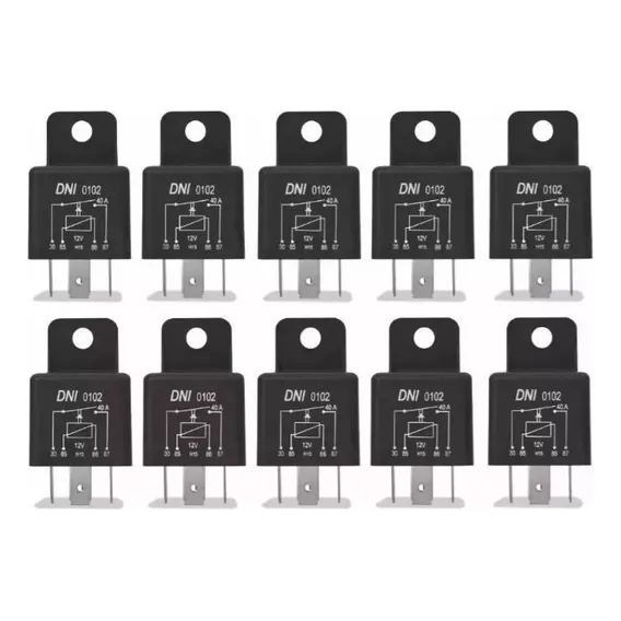 RelĂȘ Auxiliar Universal 12v 40a 4 Pinos Dni102 10 Unidades Foto 1
