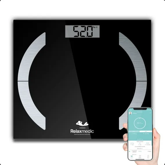 Relaxmedic Elegance App balança digital com bluetooth e bioimpedância Foto 1
