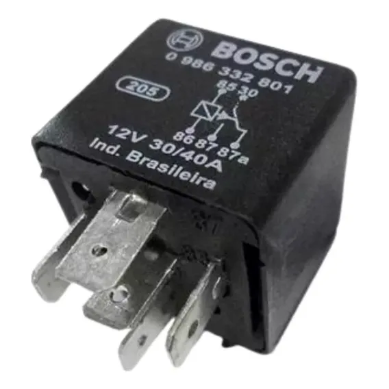 Rele Auxiliar 5 Term. 12v 30a C/suporte Preto Foto 1