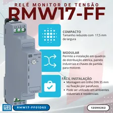 Relé de Monitoramento Falta De Fase WEG 200V/240V RMW17-FF01D65 1 NA/NF Foto mini 4