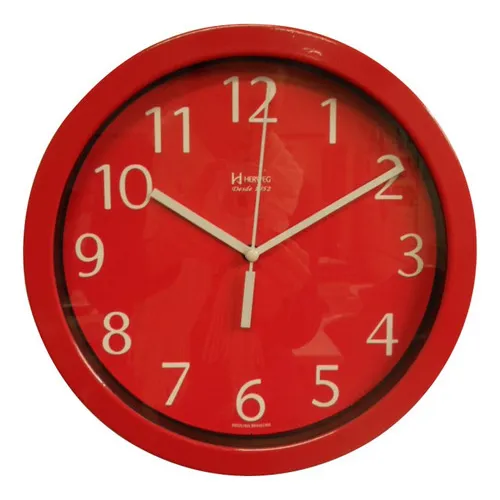 Relógio 6719 De Parede Alumínio 30 Cm Vermelho Vidro Herweg Foto 1