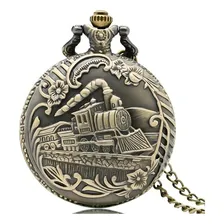 Relógio Bolso Relíquia Clássico Maria Fumaça Trem Locomotiva Cor Bronze Foto mini 1