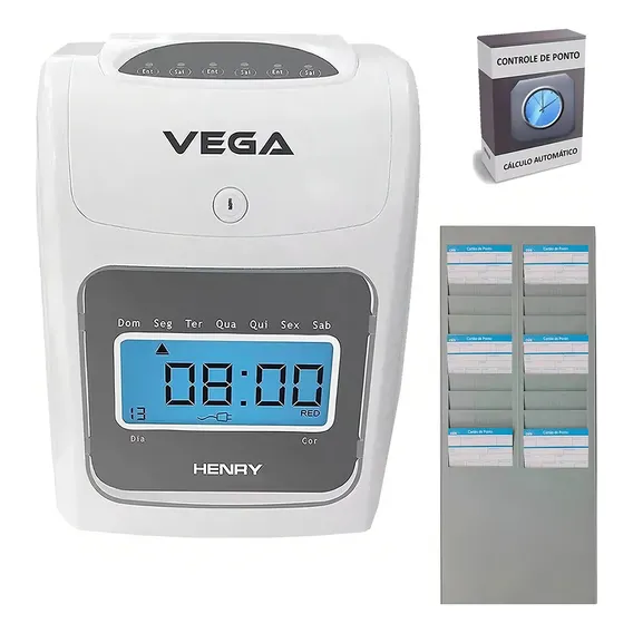 Relógio Cartográfico Vega 200 Cartões + Chapeira + Fita Cor Branco 110v/220v Foto 1
