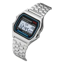 Rel贸gio Casio Digital Unissex Vintage A168 de estilo retr么, Pulseira de metal prateada Foto mini 1