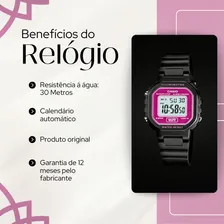 Relogio Casio Feminino Iluminator La-20wh 4adf Rosa Digital Correia Preto Fundo Positivo Foto mini 3