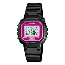 Relogio Casio Feminino Iluminator La-20wh 4adf Rosa Digital Correia Preto Fundo Positivo Foto mini 1