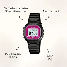 Relogio Casio Feminino Iluminator La-20wh 4adf Rosa Digital Correia Preto Fundo Positivo Foto mini 2