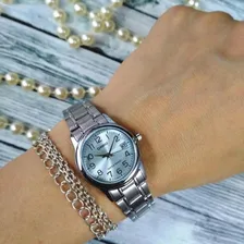 Relogio Casio Feminino Ltp-v002d 2bu Prata Aço Analogico Cor Do Fundo Azul Foto mini 4