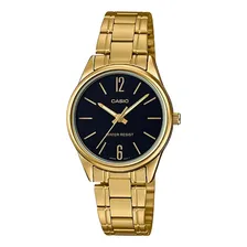 Relogio Casio Feminino Ltp-v005g 1bu Dourado Analogico Fundo Preto Foto  mini 1