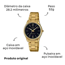 Relogio Casio Feminino Ltp-v005g 1bu Dourado Analogico Fundo Preto Foto mini  2