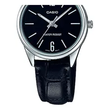 Relogio Casio Feminino Ltp-v005l 1bu Prata Couro Analogico Cor da correia Preto Cor do fundo Preto Foto mini  2