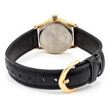 Rel贸gio Casio Feminino Pequeno Dourado Pulseira Couro Preto Foto mini 2