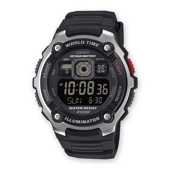 Rel贸gio Casio Masculino Digital Hora Mundial Ae-2000w-1bvdf Foto 1