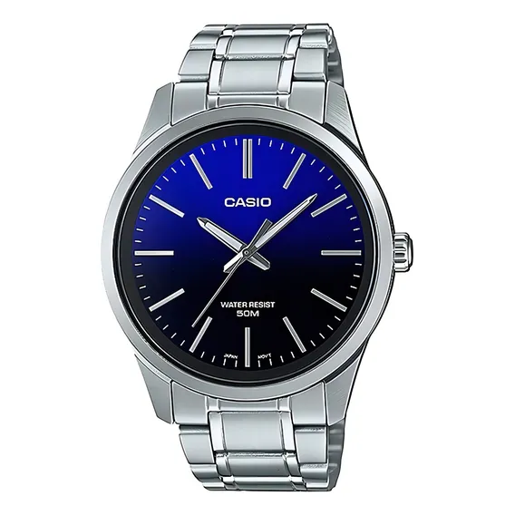 Relógio Casio Masculino Prata Preto Azul Mtp-vd01d-1bvudf Foto 1