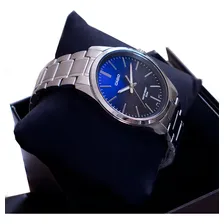Relógio Casio Masculino Prata Preto Azul Mtp-vd01d-1bvudf Foto mini  2