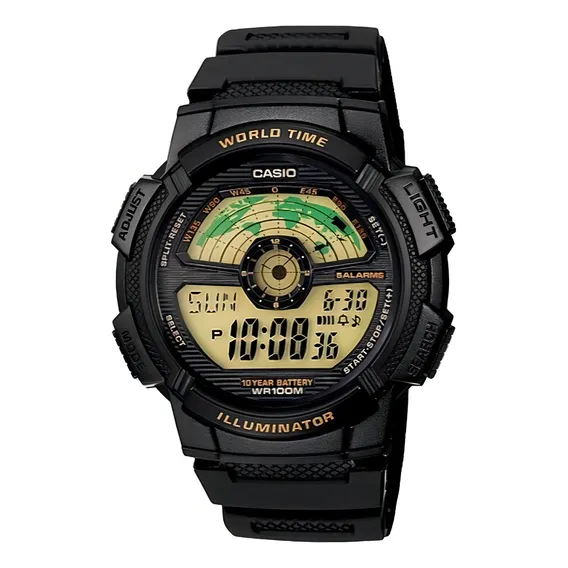 Rel贸gio Casio Masculino World Time Ae1100w-1bvdf Foto 1
