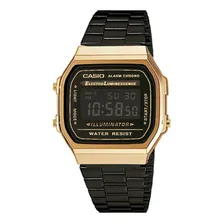 Rel贸gio Casio Vintage Feminino Preto - A168wegb-1bdf Bisel Dourado Foto mini 1