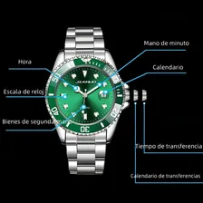 Relógio casual masculino, relógio masculino, calendário, pulseira, cor prata Foto mini  3