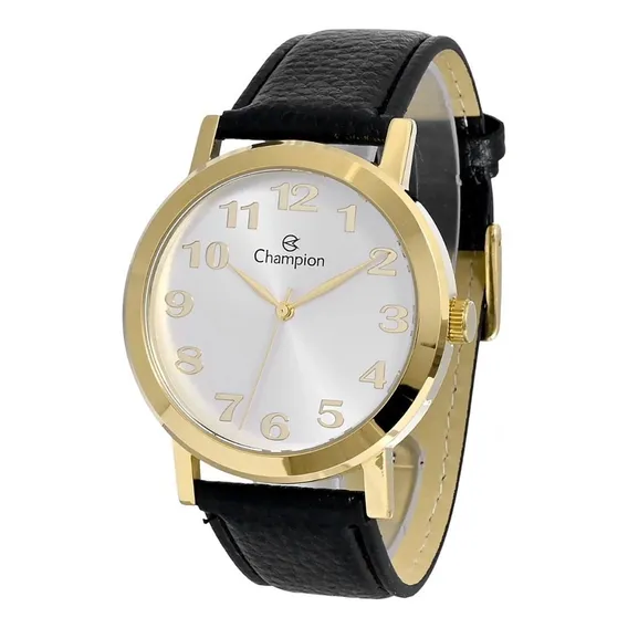 Rel贸gio Champion Cn20971b Dourado Pulseira Couro Foto 1
