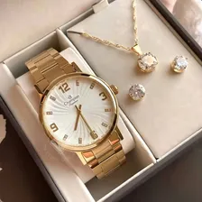 Rel贸gio Champion Cn25636w Feminino Dourado Foto mini 1