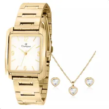 Rel贸gio Champion Feminino Dourado Ch22466w Original + Colar e Brincos Foto mini 1