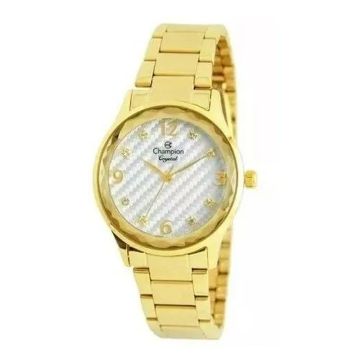 Relógio Champion Feminino Dourado Crystal Cn25583h + Card Cor do fundo Branco Foto 1