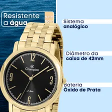 Rel贸gio Champion Masculino Dourado A莽o Original Grande Ouro Foto mini 3