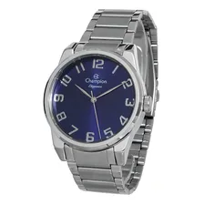 Relogio Champion Masculino Prateado Visor Azul Calendario Foto mini 1