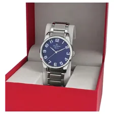 Relogio Champion Masculino Prateado Visor Azul Calendario Foto mini 2