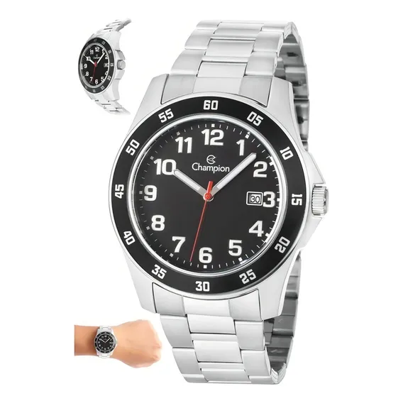 Rel贸gio Champion Qtz Masculino Em A莽o Ca31293t Foto 1