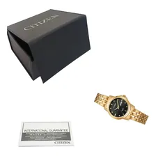 Rel贸gio Citizen Feminino EQ0603-59F Pulseira em A莽o Dourada Quartzo Fundo Preto Redondo Foto mini 4