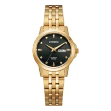 Rel贸gio Citizen Feminino EQ0603-59F Pulseira em A莽o Dourada Quartzo Fundo Preto Redondo Foto mini 1