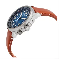 Relógio Citizen Masculino Promaster Eco-drive Radio-controll Correia Marrom Bisel Prateado Fundo Azul Foto mini  3