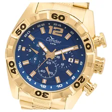 Rel贸gio Condor Masculino Cron贸grafo Azul Dourado Grande Foto mini 1