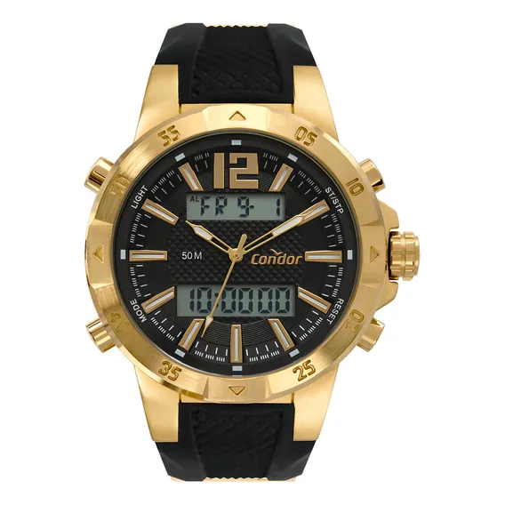 Rel贸gio Condor Masculino Digital Dourado Foto 1