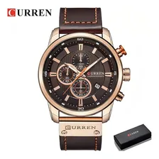 Relógio Curren 8291 Funcional Pulseira De Couro Cronógrafo Foto  mini 1