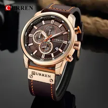 Relógio Curren 8291 Funcional Pulseira De Couro Cronógrafo Foto mini  3
