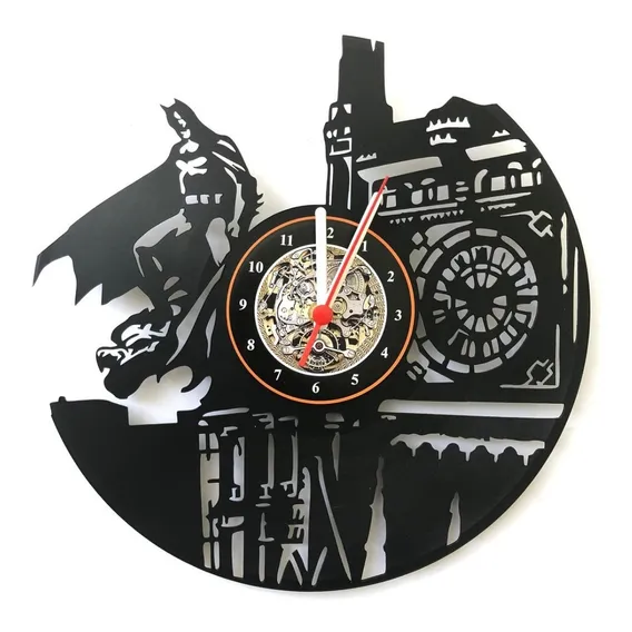 Relógio D Parede, Batman, Heroi, Decoração, , Estrutura Preto Fundo Preto Foto 1