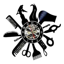 Relógio D Parede, Salão De Belesa 3, Objetos, Cabelo Estrutura Preto Fundo Preto Foto  mini 1