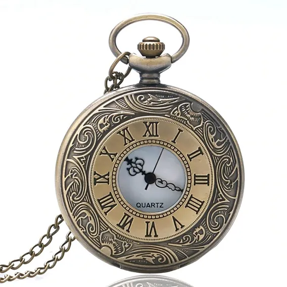 Rel贸gio De Bolso Bronze Estilo Antigo Vintage Quartz Foto 1