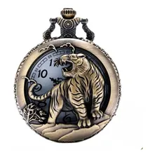 RelĂłgio De Bolso Tigre Vazado Luxo RelĂquia Clássico Vintage Foto mini 1
