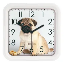 Relógio De Parede Eurora Cozinha Cachorro Pug Branco 6589 Foto  mini 1