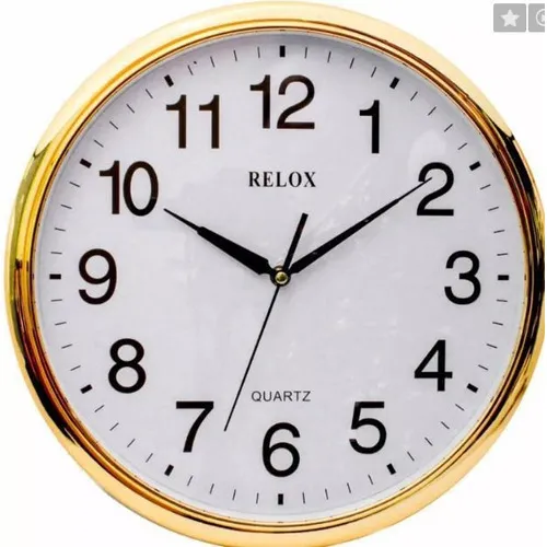 Relogio De Parede Grande Branco E Dourado 36x36cm Lindo Foto 1