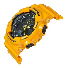 Relógio de pulso Casio GA100 com corria de resina cor amarelo - fondo preto Foto mini  3