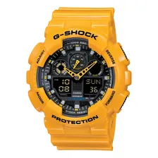 Relógio de pulso Casio GA100 com corria de resina cor amarelo - fondo preto Foto  mini 1