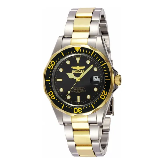 Relógio de pulso Invicta 8934 com corria de aço inoxidável cor aço/ouro - fondo preto Foto 1