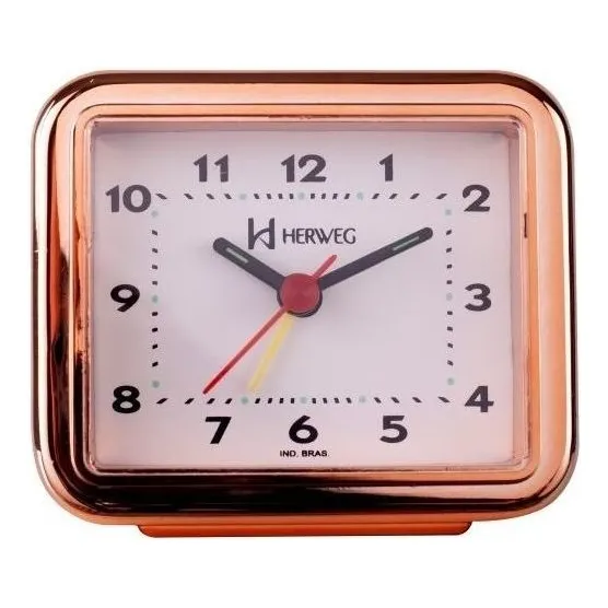 Relogio Despertador Analógico Quadrado Rosê Herweg Foto 1